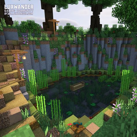 Jungle Cabin Minecraft, Minecraft Hill Terraforming, Minecraft Dome Ideas, Sniffer Habitat Minecraft, Community House Minecraft, Minecraft Entry Way Ideas, Minecraft Terraforming Ideas, Minecraft Entry Way, Minecraft River Ideas