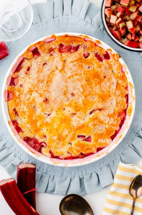 Baked Sticky Rhubarb Pudding Recipe - Harbour Breeze Home Rhubarb Sticky Pudding Recipes, Sticky Rhubarb Pudding, Baked Sticky Rhubarb Pudding, Taste Of Home Rhubarb Custard Bars, Rhubarb Pudding, Rhubarb Pound Cake Nyt, Sticky Pudding, Easy Teriyaki Chicken, Rhubarb Cake