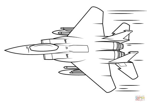 F15 Tattoo, Fighter Planes Art, Plane Drawing, Airplane Coloring Pages, Colouring Pictures, Airplane Drawing, F 15, Airplane Art, Truck Coloring Pages