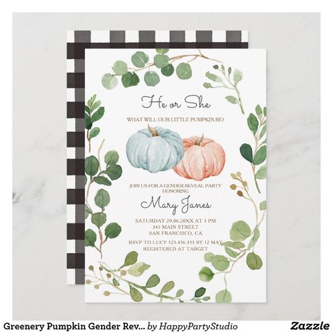 Pumpkin Gender Reveal, Autumn Invitations, Gender Reveal Invitations, Happy Party, Baby Gender Reveal, Baby Shower Invites For Girl, Free Birthday Invitations, Free Birthday Invitation Templates, Reveal Parties