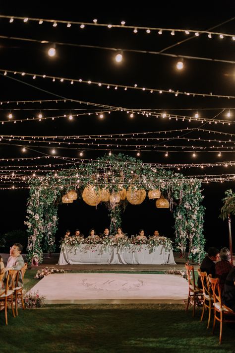 Garden Wedding Night Outdoor, Garden Party Lighting, Garden Night Wedding, No Decor Wedding, Garden Wedding Night Lights, Bridal House Decoration, Garden Party Wedding Night, Bali Wedding Reception, Garden Wedding Lighting