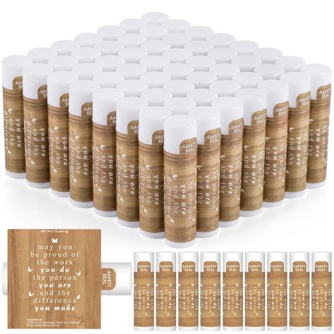 PRICES MAY VARY. Appreciation Gifts Bulk: There are 60 pcs thank you lip balms, which are designed with simple patterns and positive messages [may you be proud of the work you do, the person you are and the difference you make]. These were perfect for any occupation that you want to thank for what they do Suitable Size of Appreciation Gifts: Our lip balm bulk is approx. 2.64 inches/ 6.7 cm in height, about 0.15 oz. These lip balms are the perfect addition to appreciation gifts bags with other sm Teacher Gifts Bulk, Fall Staff Appreciation Gifts, Client Thank You Gifts, Client Appreciation Gifts Salon, Staff Appreciation Gifts, Small Thank You Gift, Coworker Gifts, Lip Balm Gift, Gifts Bags