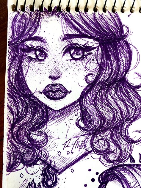 Another purple pen sketch Purple Pen Drawing, Purple Pen, Person Drawing, Pen Sketch, Pencil Art Drawings, Girl Sketch, Pen Art, Pen Drawing, Pencil Art