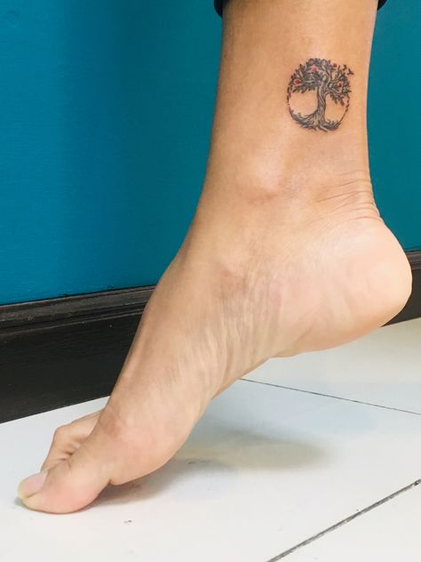 Small Tattoos Tree Of Life, Tree Of Life Tattoo Ankle, Tree Of Life Minimalist Tattoo, Tree Of Life Small Tattoo, Dainty Tree Of Life Tattoo, Tiny Tree Of Life Tattoo, Ankle Tree Tattoo, Small Family Tree Tattoo, Small Tree Of Life Tattoo For Women