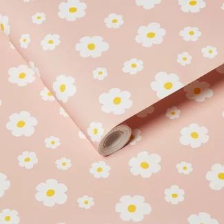 Daisy Wallpaper For Walls, Daisy Bedroom Decor, Pink And Yellow Girls Room, Target Peel And Stick Wallpaper, Pale Yellow Nursery, Daisy Nursery Theme, Daisy Room Decor, Pink And Yellow Nursery, Pink Daisy Wallpaper