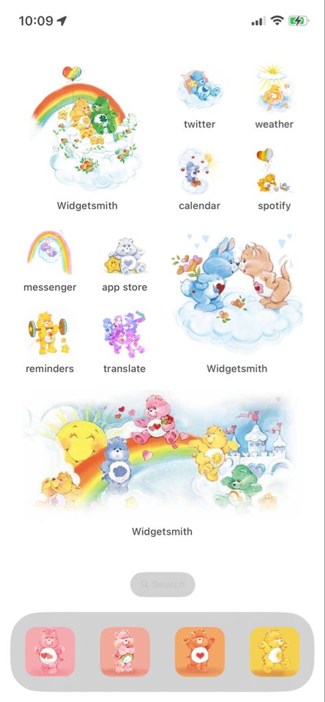 Care Bears Home Screen, Care Bear Phone Theme, Care Bears Lockscreen, Care Bears Icons, Ios 16 Wallpaper Lockscreen, Care Bear Wallpaper, Care Bears Wallpaper, Social Aesthetic, Bear App