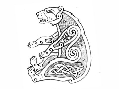 Celtic Bear - Sketch Celtic Images, Celtic Bear, Celtic Animals, Viking Bear, Viking Embroidery, Arte Viking, Norse Design, Celtic Artwork, Bear Sketch