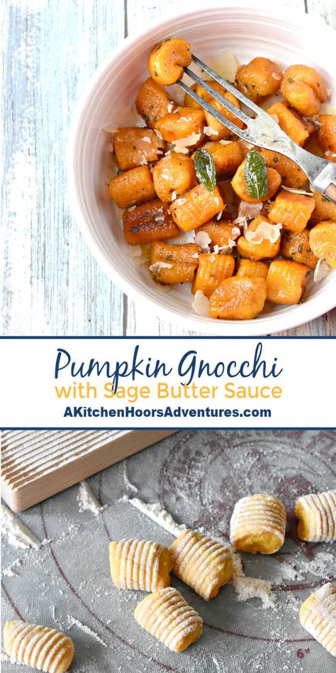 Pumpkin Potato Gnocchi, Pumpkin Puree Gnocchi, Pumpkin Pasta Dough, Sauce For Pumpkin Gnocchi, Pumpkin Gnocchi Recipes, Pumpkin Gnocchi Sauce, Butternut Gnocchi, Sage Brown Butter Sauce, Homemade Potato Gnocchi