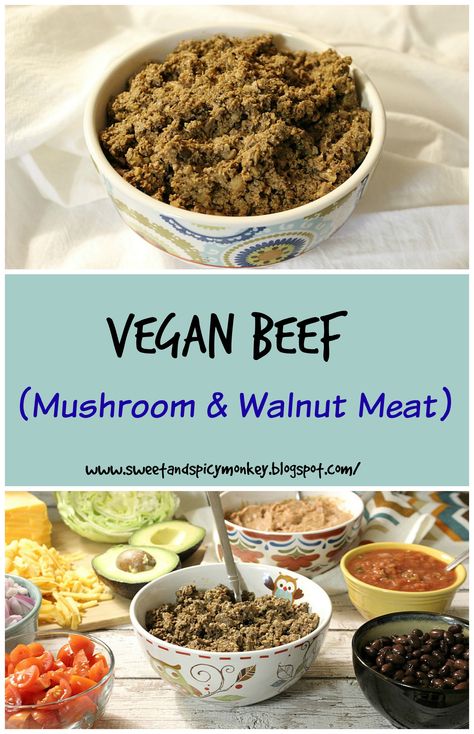 Vegan Walnut Meat Recipes, Mushroom And Walnut Meat, Mushroom Substitute For Meat, Mushroom Meat Substitute Recipes, Mushroom Ground Beef Recipes, Walnut Mushroom Meat, Meat Replacement Recipes, Vegan Coconut Recipes, Walnut Meat Vegan