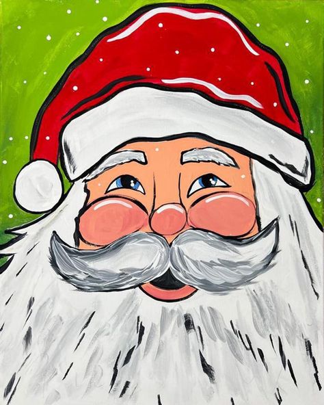 Drawing Santa, Santa Canvas, How To Draw Santa, Santa Paintings, Art Apron, Christmas Canvas Art, Santa Pictures, Pretty Drawings, Christmas Canvas