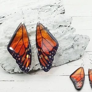 Fairy Wings Aesthetic, Orange Monarch Butterfly, Wings Jewelry, Butterfly Wing Jewelry, Wing Jewelry, Earrings Butterfly, Butterfly Wing Earrings, Writing Gifts, Mothers Day Gifts