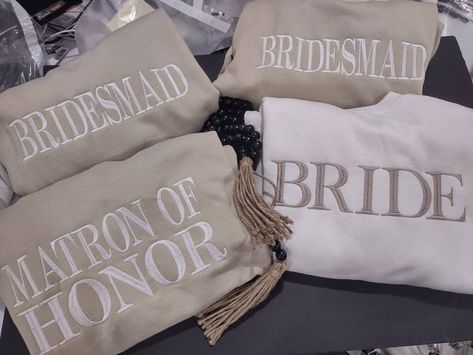 Embroidered Wedding Gifts, Girls White Shirt, Unique Bridal Shower Gifts, Funny Bride, Fiesta Shirt, Wifey Sweatshirt, Mrs Sweatshirt, Bride Sweatshirt, Unique Bridal Shower