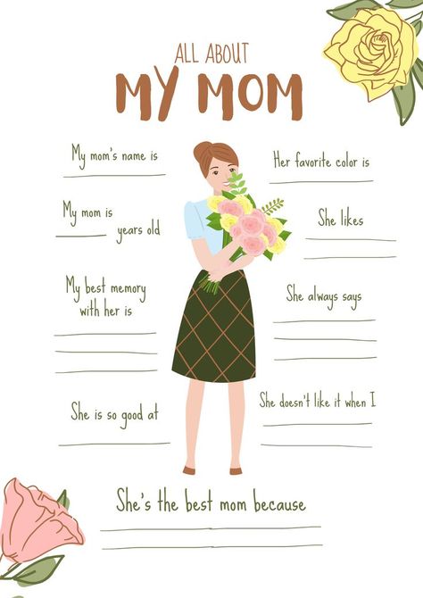 All About My Mom Worksheet Majčin Dan, All About My Mom, Mothers Day Ad, Mother's Day Coupons, Mother's Day Printables, Fitness Hacks, Christmas Lyrics, All About Me Preschool, All About Mom