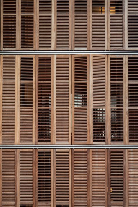 Gallery of Apartment Building for Four Friends / Lussi+Halter Partner AG + Lola Domenech - 13 Four Friends, Wooden Facade, Custom Trophies, Passive Design, Trophy Design, Wooden Shutters, Texture Inspiration, Wooden Texture, Wood Shutters