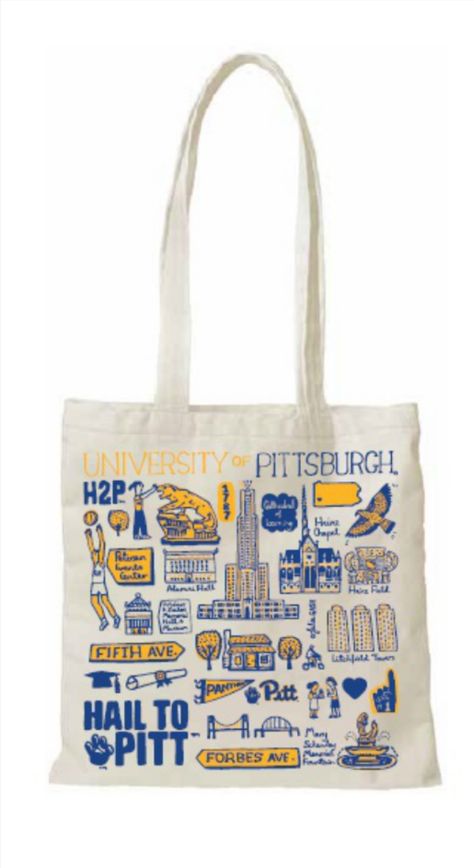 Julia Gash – Slim Tote Natural Canvas $19.99 Stadium Seats & Cushions, Button Tattoo, College Tote, University Merchandise, Pitt Panthers, Spirit Gifts, University Of Pittsburgh, Graphic Tote, Bag Design