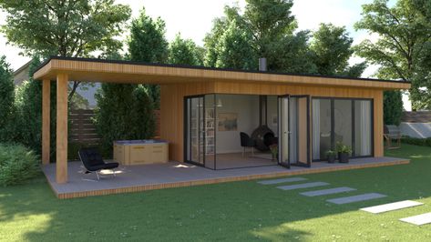 Gym Shed, Modern Pool House, Contemporary Garden Rooms, Garden Room Ideas, Pool House Designs, Summer House Garden, Leisure Space, Backyard House, Backyard Studio