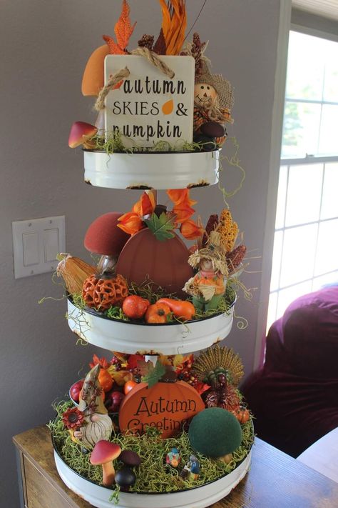 Tired Tray Ideas, Tray Ideas, Tiered Tray, Fall Pumpkins, Tray