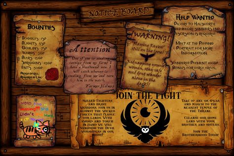 Dnd Job Board Ideas, Dnd Bulletin Board, Dnd Town Notice Board, Dnd Job Board, Dnd Notice Board, Dnd Wanted Poster, Dnd Pirate Campaign, Dnd 5e Tavern Map, Dnd Pirate Stats