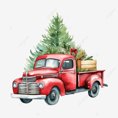 watercolor red pickup vintage truck with christmas trees vintage truck red truck classic car png Driving Home For Christmas, Watercolor Red, Vintage Truck, Red Truck, Pick Up, Watercolour Painting, Christmas Home, Stock Illustration, Classic Cars