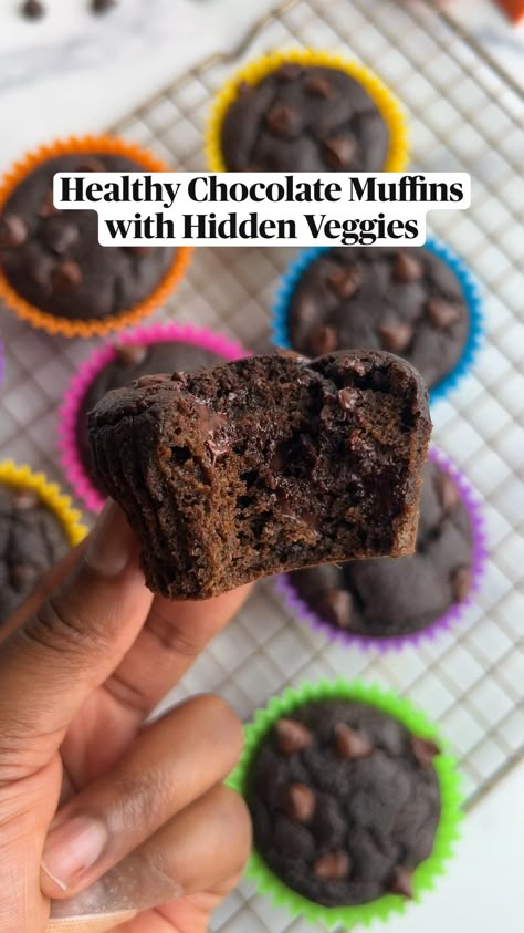 You have to try my viral healthy chocolate muffins. With over 400k views these Veggie Chocolate Muffins are the perfect healthy snack for toddlers. They chocolate rich and packed with 3 hidden veggies that your little ones wont even notice. Perfect for picky eaters, easy to make and freezer-friendly. Healthy Muffins With Veggies, Snacks With Hidden Veggies, Chocolate Muffins With Veggies, Chocolate Veggie Muffins For Kids, Healthy Muffins For Kids Hidden Veggies, Healthy Toddler Muffins Hidden Veggies, Hidden Veggie Chocolate Muffins, Sneak In Veggies For Kids, Hidden Veggie Muffins For Kids