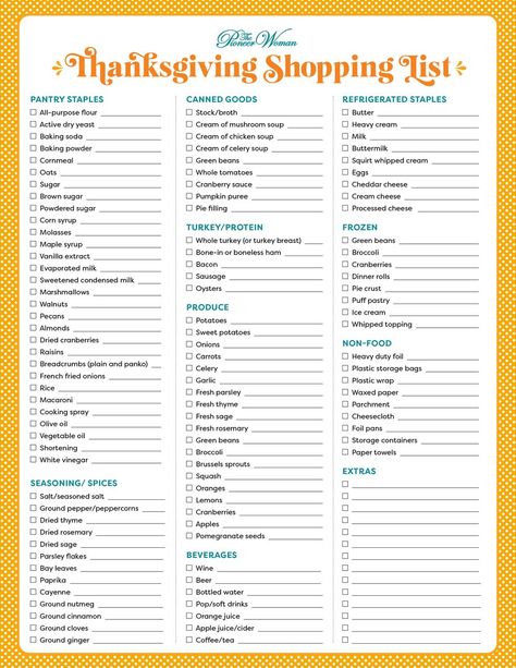 TPW Thanksgiving List Pioneer Woman Thanksgiving, Thanksgiving Grocery List, Thanksgiving Shopping List, Thanksgiving List, Family Favorite Casseroles, Favorite Casserole Recipes, Traditional Thanksgiving Recipes, Sausage Dinner, Favorite Casseroles