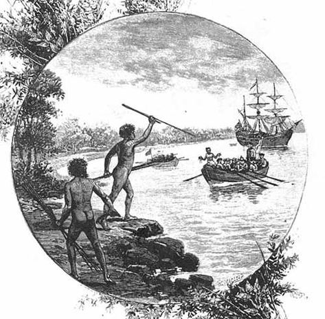 Aboriginals Watch The First Fleet arrive Early Humans History, Aboriginal Language, First Fleet, Aboriginal History, Botany Bay, Australia History, James Cook, Aboriginal Culture, Aboriginal People