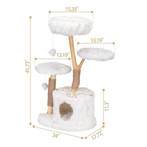 Modern Cat Tree, Natural Branch Cat Tower,Luxury Cat Condo for Indoor - Bed Bath & Beyond - 37418167 White And Black Cat, Natural Branches, Modern Cat Tree, Jungle Cat, Luxury Cat, Cat Themed Gifts, Knitted Cat, Cat Condo, Clouds Design