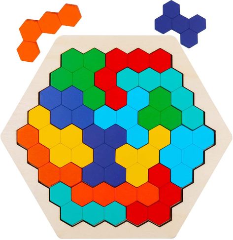 EDUCATION and ENTERTAINMENT: Educational hand puzzle for toddlers. This wooden hexagon puzzle is an interesting way to learn while playing, making children enjoy the fun of learning. Great brain teaser toy for kids. EXERCISE CHILDRENS MIND: Optimal montessori puzzle educational toy. This wooden tangram puzzle helps spark childrens imagination. Perfect for developing basic cognitive ability, logical thinking, and so on. Great wooden puzzle for kids. FUNNY WOODEN PUZZLE: Funny family game. This.. Fun Brain Teasers, Tangram Puzzles, Montessori Educational Toys, Fun Brain, Puzzles For Toddlers, Wood Puzzles, Puzzles Gifts, Family Humor, Brain Teasers