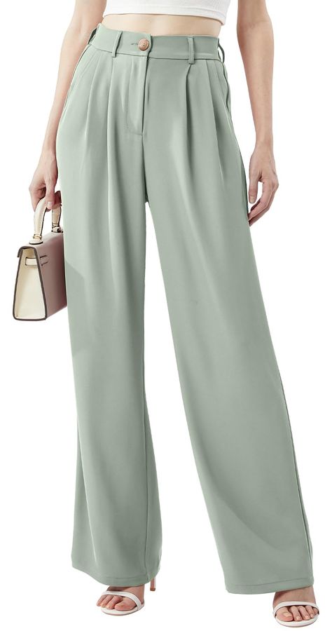 PRICES MAY VARY. Wide leg and high waisted pants are a match made in fashion heaven. For work or play, these stylish pants are popular every season. Our Front Pleat Wide Leg Pants with Stretch Elastic Back Waistband are comfortable to wear and a favorite season after season. The front pleat design is extremely drapey and modern. The elasticized back waistband is a great fit you'll love. Pair it with your favorite top for an elegant, professional look or with a low-cut top for a cute look. MACHIN Trendy Trousers, Straight Suit, Trendy Trouser, High Waisted Dress Pants, Trendy Pants, Pants High Waisted, Trousers For Women, High Waist Wide Leg Pants, Wide Leg Dress Pants