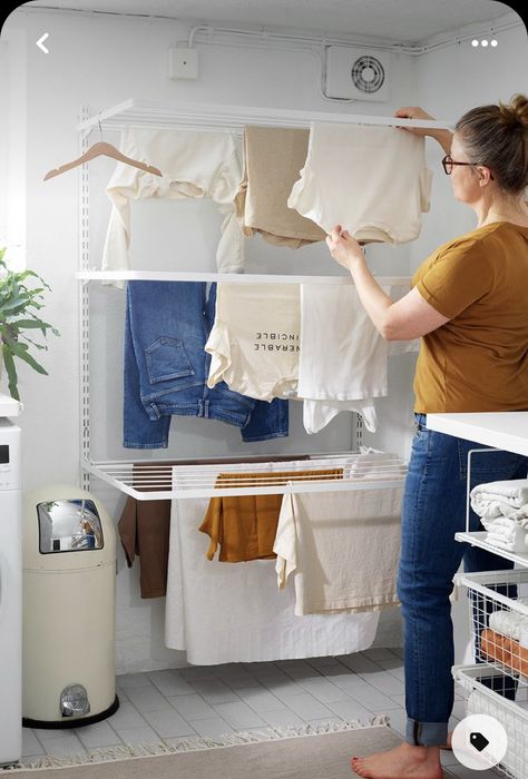 Declutter Bedroom, Traditional Shelves, Laundry Solutions, Clothes Hanging, Wardrobe Solutions, The Home Edit, Hallway Storage, Laundry Storage, Utility Room