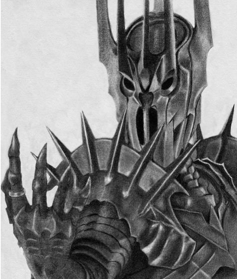 Sauron Illustration, Sauron Drawing, Sauron Helmet, Lotr Sleeve, Ring Wraiths, Earth Fanart, Evil Character, Lord Sauron, White Character