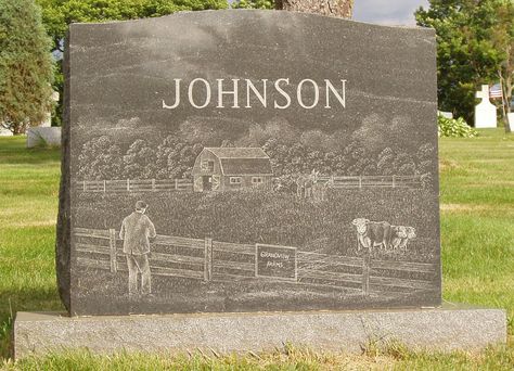 headstone art designs | One of our customization techniques involves etching a memorable image ... Farm Scene Headstone, Headstone Art, Headstones Designs, Laser Engraving Ideas, Headstone Ideas, Etching Designs, Granite Memorial, Grave Headstones, Grave Stones