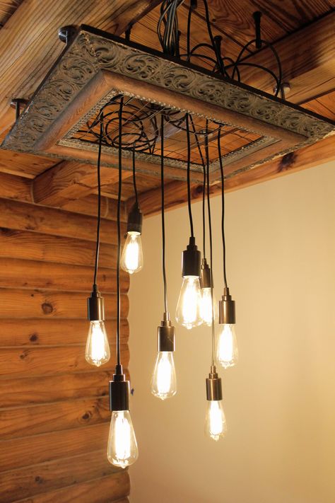 Black Wire Light Fixture, Chicken Wire And Rope Lights, Wire Basket Light Fixture Diy, World Market Rustic Wire Chandelier, Barb Wire Chandelier, Hallway Light Fixtures, Repurposed Lamp, Driftwood Lamp, Rustic Light Fixtures