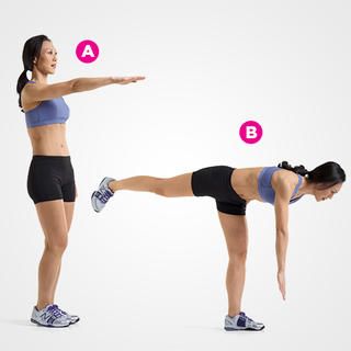 Single-Leg, Single-Arm Reach http://www.womenshealthmag.com/fitness/tiny-apartment-exercises?slide=2 Arm Workouts, Womens Health Magazine, Balance Exercises, Workout Plans, Tiny Apartment, Baby Weight, Wellness Fitness, Bodyweight Workout, Leg Workout