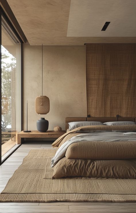 Chambre minimaliste : inspirez-vous de ces déco épurées Bali Bedroom Design, Bali Bedroom Inspiration, Bali Bedroom, Relaxing Bedroom Ideas, Japandi Interiors, Minimalist Bedroom Decor, Relaxing Bedroom, Wood Bedroom, Interior Modern