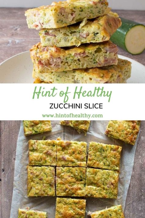 Healthy Zucchini Slice, Easy Zucchini Slice, Cheese Zucchini, Slice Recipe, Zucchini Slice, Healthy Zucchini, Vegan Bacon, Easy Zucchini, Slices Recipes