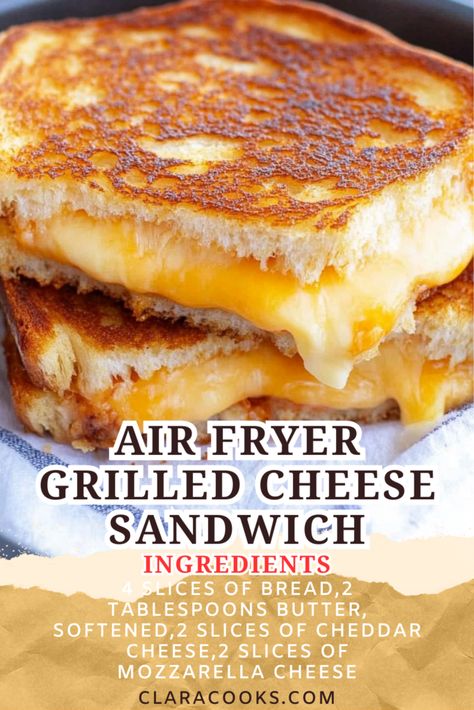 Air Fryer Grilled Cheese Sandwich Air Fryer Grill Cheese, Airfryer Grilled Cheese Sandwich, Air Fried Grilled Cheese, Airfryer Grilled Cheese, Grilled Cheese Sandwich In Air Fryer, Air Fry Grilled Cheese Sandwich, Airfryer Lunch Recipes, Air Fryer Recipes Lunch, Easy Air Fryer Lunch