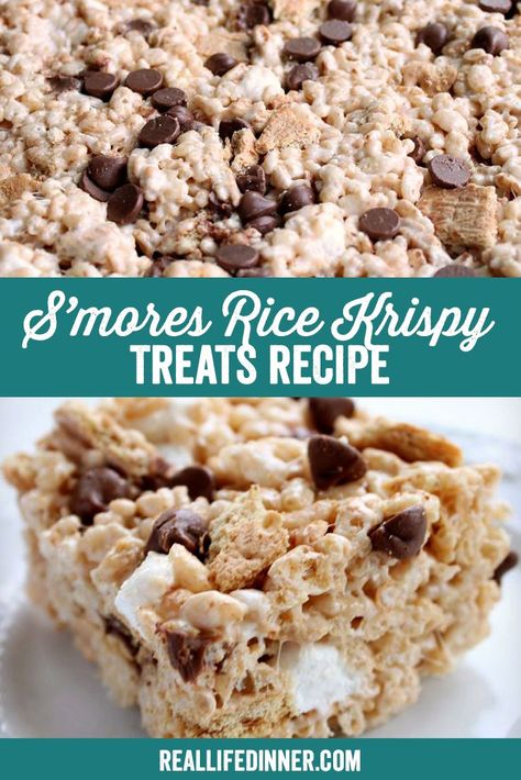 Smores Rice Krispies, Rise Crispy Treats Recipe, S’mores Rice Krispies, S’mores Rice Crispy Treats, Rise Krispie Treats Recipes, Krispy Treats Ideas, Smores Rice Krispie Treats, S’mores Rice Krispie Treats, Gourmet Rice Crispy Treats