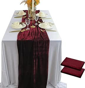 Luxurious Velvet Table Runner, 10ft Wedding Reception Decorations, 20x120inch Soft Velvet Fabric, Table Linen Overlay, Wedding Table Runners (Burgundy, 20X120inch, 2pack) Burgundy Table Runner, Velvet Table Runner, Long Table Wedding, Velvet Table, Fabric Table, Table Runners Wedding, Banquet Tables, Party Table Decorations, Wedding Receptions