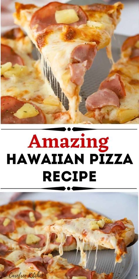 Homemade Hawaiian Pizza, Pineapple Dinner, Pineapple And Cheese, Hawaii Pizza, Pizza Hawaiian, Hawaiian Pizza Recipe, Calzone Recipes, Bacon Pineapple, Ham Pizza