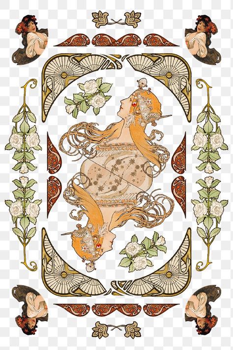 Art Nouveau Abstract, Art Nouveau Sticker, Art Nouveau Vector, Art Nouveau Graphic Design, Art Nouveau Inspiration, Art Nouveau Woman, Ornament Illustration, Art Nouveau Lady, Motifs Art Nouveau