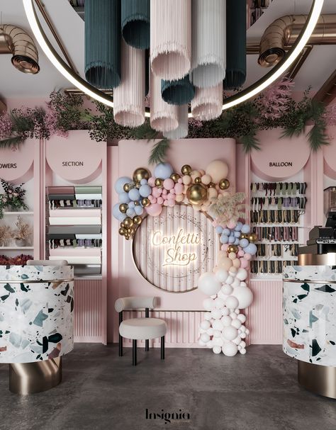 CONFETTI SHOP (FLOWERS&BALLONS) IN ABU DHABI on Behance Florist Shop Interior, Flowers And Balloons, Insignia Design, Cafe Ice Cream, Flower Shop Interiors, Colorful Interior Design, Interior Design Photography, Flowers Shop, Florist Shop