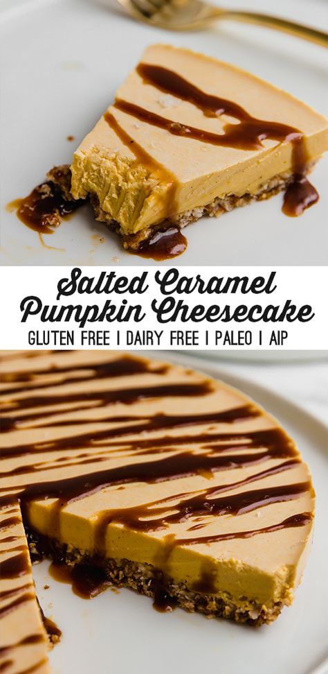 Caramel Pumpkin Cheesecake, Unbound Wellness, Caramel Pumpkin, Autoimmune Paleo Recipes, Aip Paleo Recipes, Aip Desserts, Pumpkin Cheesecake Recipes, Gluten Free Cheesecake, Paleo Baking