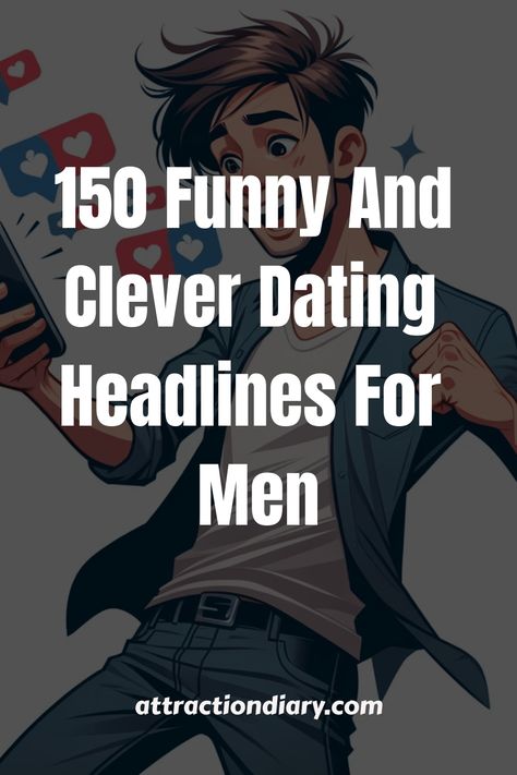 An illustrated man smiling at his phone as hearts and like symbols float around him, with text reading "150 Funny And Clever Dating Headlines For Men". Dating Headlines, Male Profile, Best Profile, Best Relationship Advice, Dating Profile, Dating Sites, Best Relationship, Relationship Advice, For Men