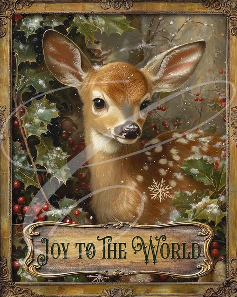 Primitive Vintage Victorian Christmas jpg Digital Jars, Tiered trays, sign, prints, Pillows, Winter Deer Fawn Joy to the World Woodland Vintage Christmas Pictures, Vintage Christmas Signs, Vintage Christmas Prints, Christmas Jpg, Vintage Victorian Christmas, Winter Deer, Deer Fawn, Tree Shop, Tiered Trays