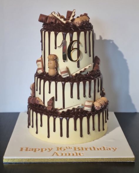 Two Tier Drip Cake Birthday, Three Tier Chocolate Cake, Birthday Cake Three Tier, Sprinkle Drip Cake, Cake Shake, Vintage Heart Cake, Cake Designs For Boy, Sweet Sixteen Cakes, Tiered Cakes Birthday