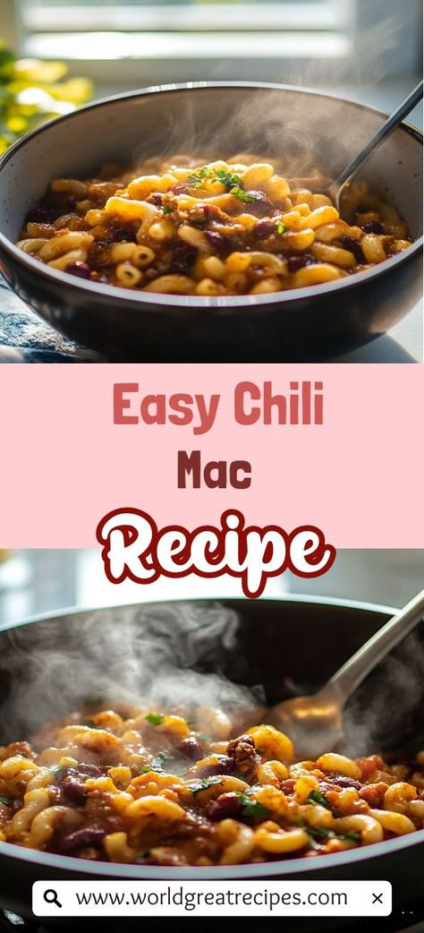 Struggling to find a quick dinner solution? Look no further than this One-Pot Chili Mac! This recipe combines savory ground beef, kidney beans, and elbow macaroni, all simmered together in a rich chili sauce. Not only is it easy to prepare, but it also minimizes cleanup—making it a perfect weeknight meal for busy families. Top it off with melted cheddar cheese, and you've got a delicious and satisfying dish that everyone will want to devour. Chili Mac Recipe Easy, Easy Chili Mac, Quick Easy Family Meals, Chili Mac Recipe, Beef Kidney, Gourmet Dishes, Chili Mac, Recipes Meal Prep, Elbow Macaroni