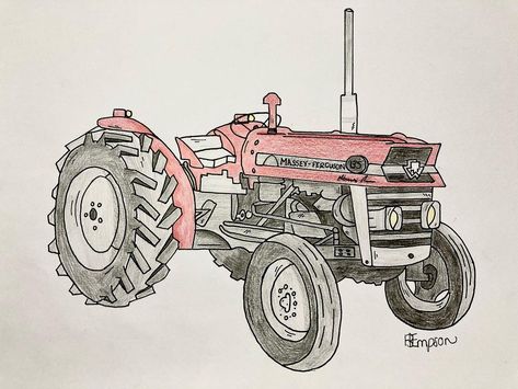 Massey Ferguson 135, Massey Ferguson Logo, Tractor Sketch, Tractor Drawing, Tractor Farming, Barn Pictures, Massey Ferguson Tractors, Gcse Art Sketchbook, College Ideas