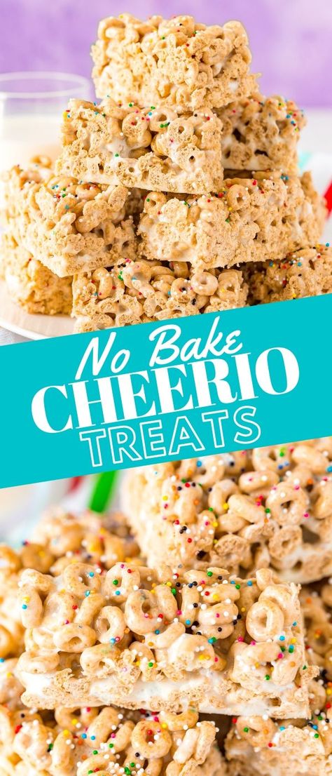 Recipe Using Cheerios, Cheerios Dessert, Marshmellow Treats, Cheerios Snacks, Cheerio Treats, Cereal Treat Recipes, Cheerios Recipes, Cereal Bars Recipes, Easy Dessert Bars