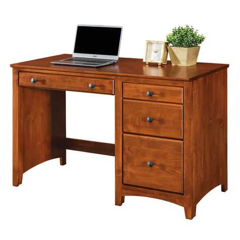 Our solid wood 4 Drawer Desk is for those who like a bit of storage - four drawers worth. Household Manager, Office Addition, Desk Brown, Modular Desk, Dream Items, Unfinished Furniture, Drawer Desk, Cherry Brown, Desk Wood